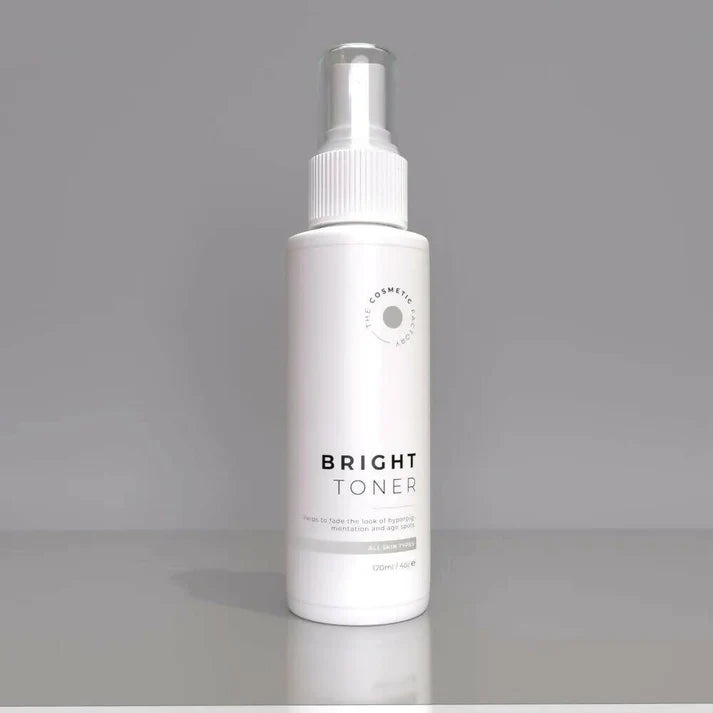 a bottle of bright toner 120ml sitting on a table.